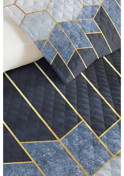 Mavi Geometrik Genç Odası Tek Kişilik Pike Takımı - Lacivert Altın 160x220 Cm Kapitone Yatak Örtüsü Dumanlı Çayır Katmanı Mavi Geometrik Genç Odası Tek Kişilik Pike Takımı - Lacivert Altın 160x220 Cm Kapitone Yatak Örtüsü Dumanlı Çayır Katmanı