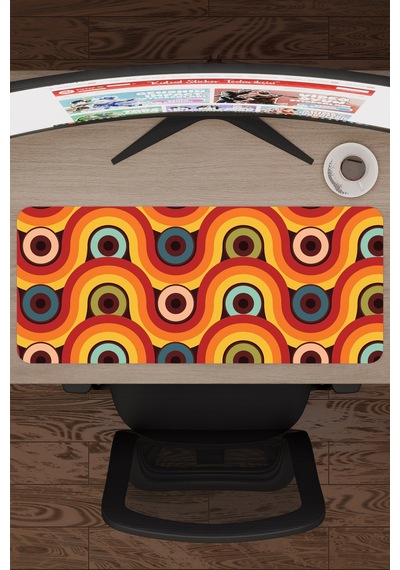 Retro 60 Lar Kaymaz Dikişli Kauçuk Oyuncu Mousepad V1 - 70x30 Xl Gaming Mouse Pad Fare Altlığı