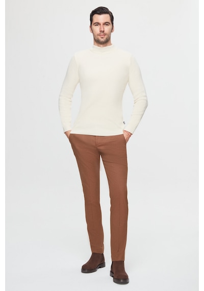 Twn Slim Fit Ekru Rib Örgü Yünlü Kazak 1ec060631770m E01