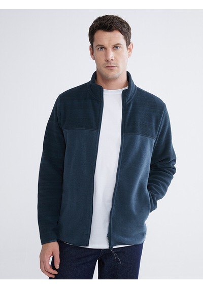 Lcwaıkıkı Basic Petrol Dik Yaka Polar Erkek Fermuarlı Sweatshirt