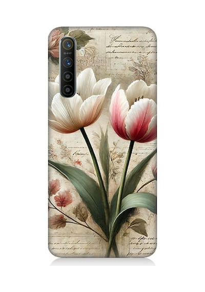 Realme X2 Uyumlu Yumuşak Fırça Lale Tonları Desenli Silikon Kılıf Çok Renkli