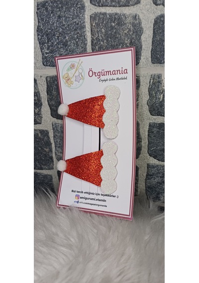 Örgümania Çıtçıtlı Toka- Eva Yılbaşı Tokası - Yılbaşı Şapkası Kırmızı