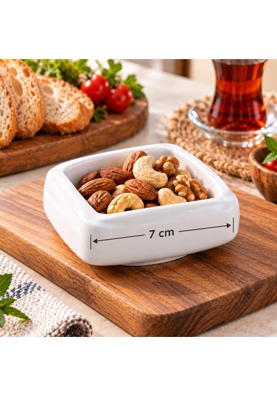 Parrot 4 Adet Beyaz Kare Mini Sosluk Reçellik Ve Kahvaltılık Sunum Kasesi Diğer
