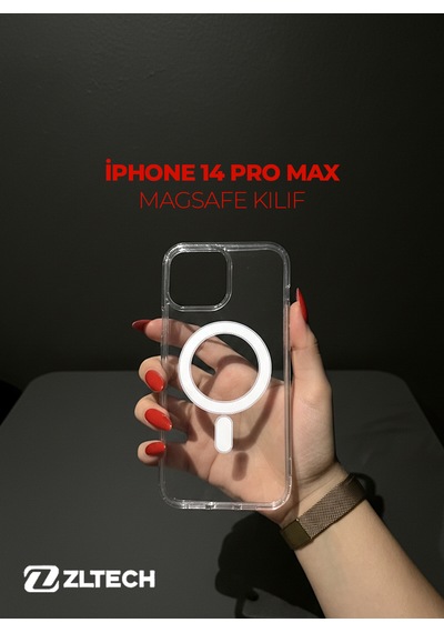 Apple iPhone 14 Pro Max Uyumlu Magsafe Özellikli Sert Şeffaf Kılıf Plastıc Cover Şeffaf