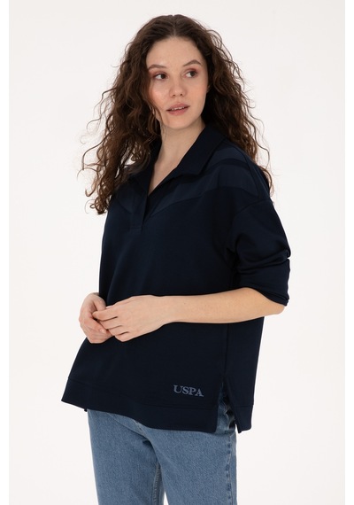 U.S. Polo Assn. Kadın Lacivert Polo Yaka Sweatshirt 50309082-VR033