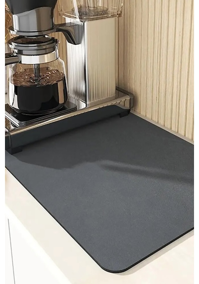 Mutfak Tezgah Üstü Bulaşık Kurutma Matı Tezgah Üstü Mikrofiber Bulaşıklık Su Emici Mat Siyah 35x50cm Diğer