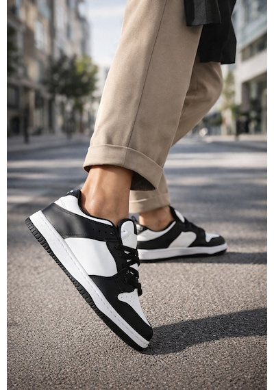 Sandrush Low Top Dayanıklı Rahat Unisex Günlük Sneaker Ayakka... Siyah - Beyaz