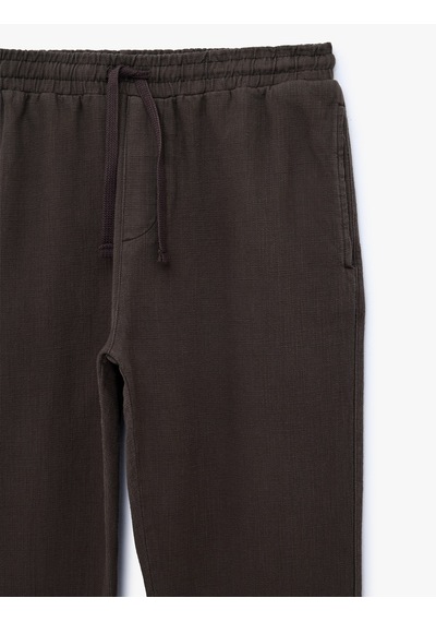 Koton Pamuklu Cepli Regular Fit Beli Bağcıklı Pantolon Kahverengi 7wam40027hw Kahve