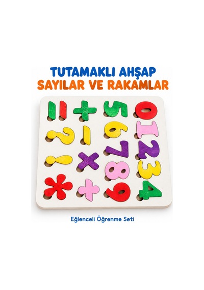 Ahşap Sayılar Rakamlar Eğitici Çocuk Bulmaca 24x24 Cm Seti Eğlenceli Oyun Eğitici Set