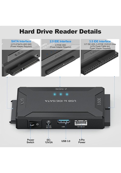 Usb 3.0 To Ide-sata 2,5"- 3,5" Harici Harddisk Dönüştürücü Adaptör Destekli Set