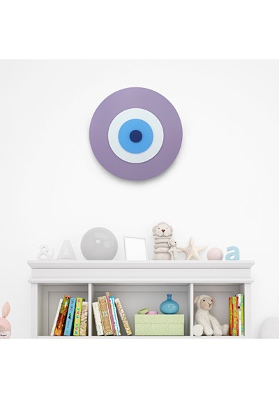 Minimalist Ametist Nazar Boncuğu El Yapımı Ahşap Büyük Nazarlık 3