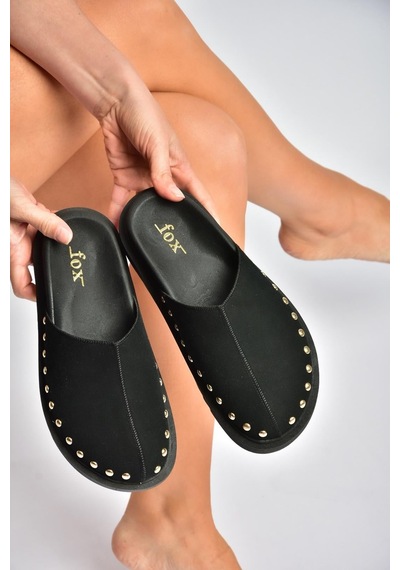 Fox Shoes Y918132902 Siyah Süet Önü Kapalı Sabo Terlik