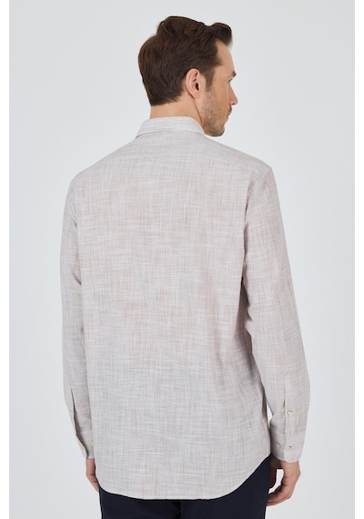 İmza Kahverengi Uzun Kol Cepsiz Pamuk Casual Comfort Fit Gömlek 1004250127 Kahverengi