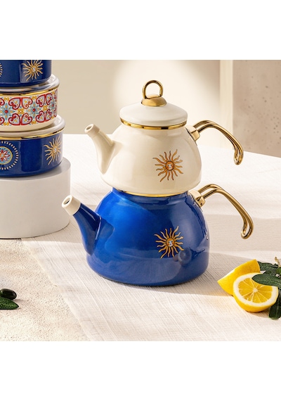 Emsan Solemar Emaye Midi Çaydanlık Takımı 1.1 Lt - 2.3 Lt Çok Renkli