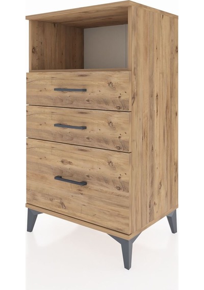 Hyperion Komodin Tek Raflı 3 Çekmeceli 60x44x106 Çam-çam Çam