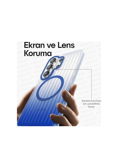 Samsung Galaxy S26 Plus İçin Prestige Serisi Magsafe İle Uyumlu Yükseltilmiş Lens Çerçeveli Ultra Güçlü Darbeye Dayanıklı Yumuşak Silikon Kılıf Mavi, Galaxy S26 Plus