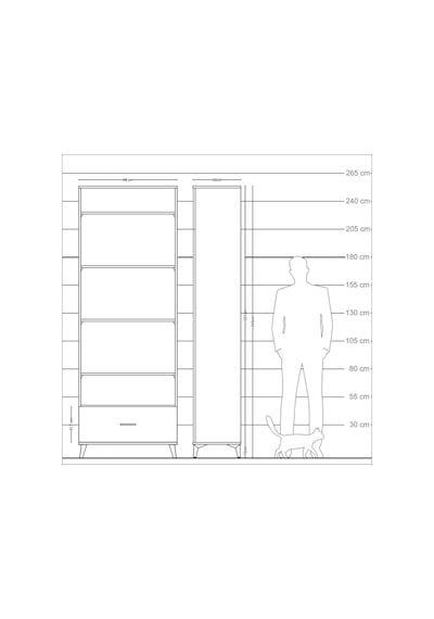 Arges Dolap 5 Raflı Tek Çekmeceli 88x30x243 Antrasit-antrasit Antrasit
