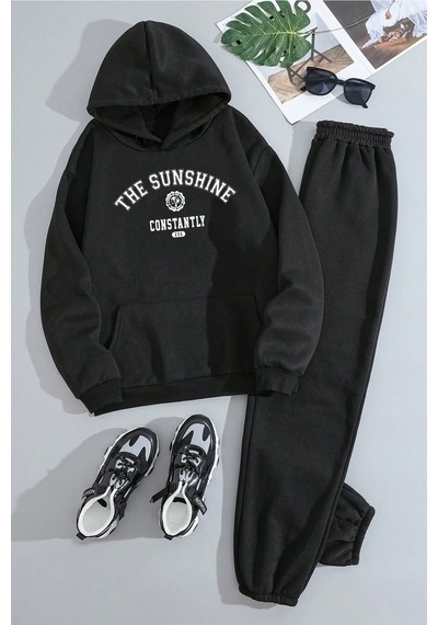 Uyguntarz The Sunshine Baskılı Eşofman Takımı Siyah