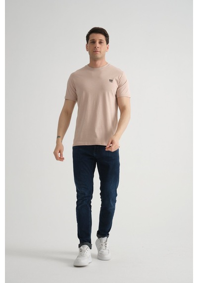 Shooter Sportwear Shooter Erkek Pamuklu Esnek T-shirt Standart Kalıp Minimal Logolu Taş