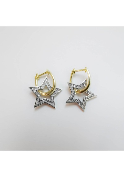 Choice Yıldız Bayan Gümüş Küpe Gold Double Color