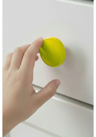 Sarı Çocuk Odası Mobilya Kulbu - 55 MM - Abs Plastik Tekli Düğme Dolap ve Çekmece Kulpu Sarı