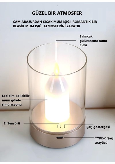 Sarjlı Masa Lambası Mum Işığı Alevsiz Elektrik Led Işık Mum Dans Hareketli Mumlar Işık Ev Dekorasyon 1 Diğer