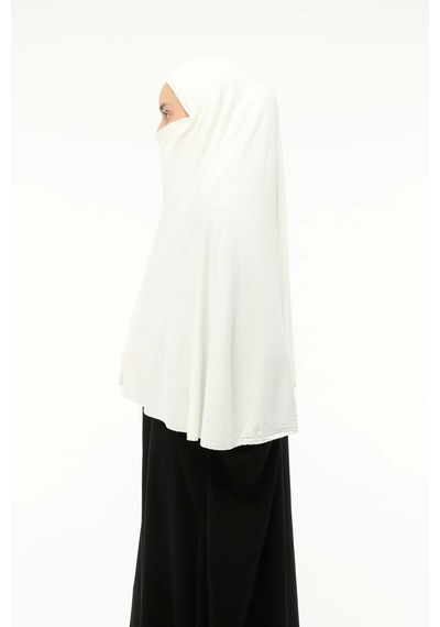 Altobeh Hazır Türban Peçeli Pratik Eşarp Tesettür Nikaplı Hijab - Namaz Örtüsü Sufle 3xl - Ekru Ekru