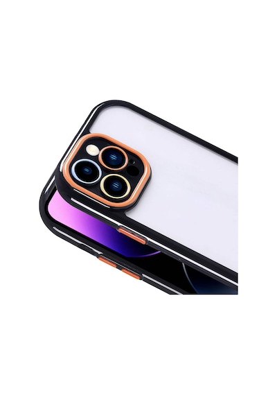 Ardemix Apple Uyumlu iPhone 14 Pro Max Kılıf Kamera Korumalı Renkli Kenar Ve Çerçeve Tasarımlı Vi Siyah