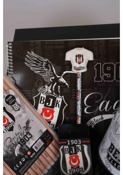 Dekomus Gıft Box Özel Kutulu Lisanslı Beşiktaş Kırtasiye ve Boyama Seti Büyük Boy Kumbara İle Beraber