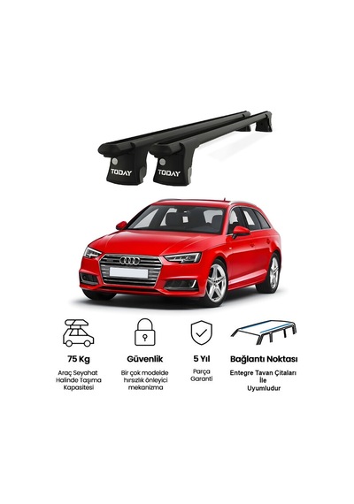 Trio-ıı Audi A4 Avant 2015 Ve Sonrası Uyumlu Siyah Kilitli Ara Atkı 120cm Port Bagaj Tavan Barı