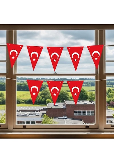 Kika Joy Üçgen Flama Süsleme Bayrak Seti Ay Yılıdız 240 Cm Diğer