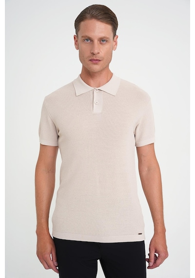 Efor Comfort Fit Polo Yaka Kısa Kollu Bej Triko Tr 883 Bej