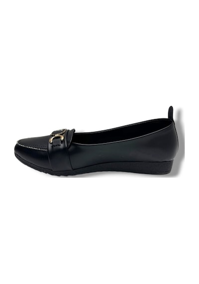 C-shoes 3008-26 Cilt Taşlı V Toka Anatomik Kadın Babet Sıyah