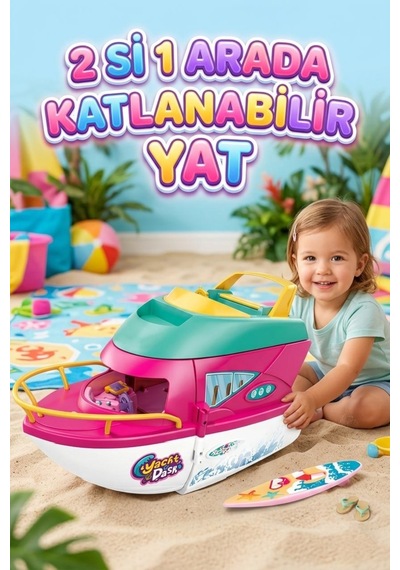 2 Si 1 Arada Katlanabilir Açılabilir Ev-yatlı Sörf Tahtalı Ve Oyuncak Bebekli Oyuncak Seti