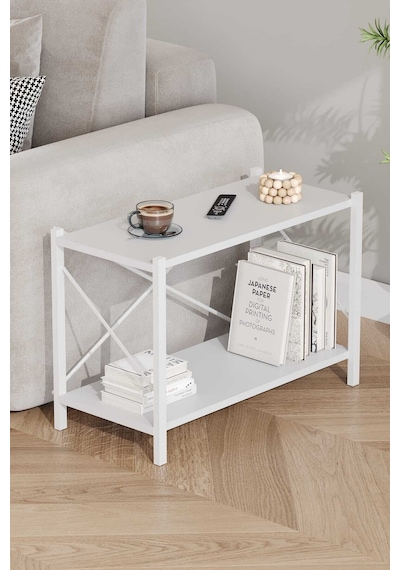 Koltuk Yani Sehpa Beyaz Profil Beyaz Sunta 60x24x44 Cm Mtl023