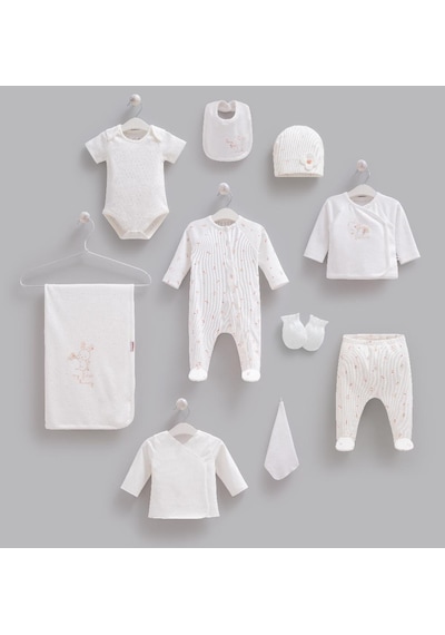 Caramell %100 Pamuk Love Bunny 10'lu Hastane Çıkışı Set 0-3 Ay 50-56 Cm Ekru Crml.zk2524.ekr