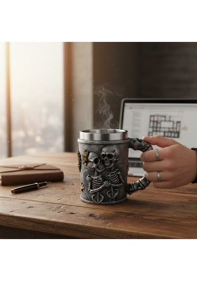 Ejderha Figürlü 3d Tasarım Kupa Paslanmaz Çelik İç Hazneli Dekoratif Mug Diğer
