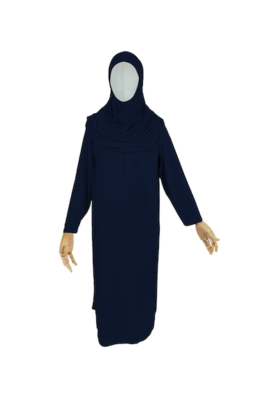 Pratik Tek Parça Organik Kız Çocuk Namaz Elbisesi Lacivert