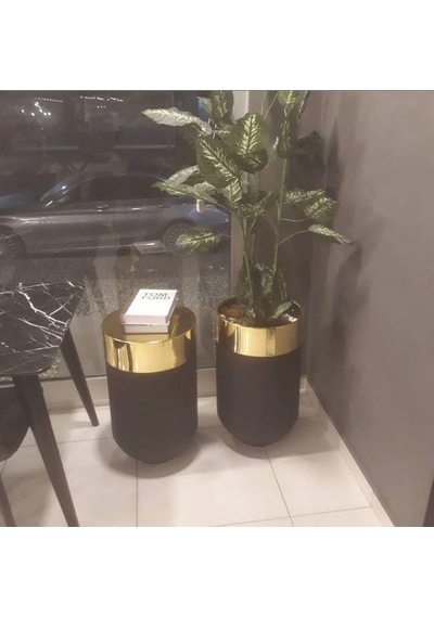 Dekoratif Büyük Gold Saksı, Darbuka Saksı 60 Cm
