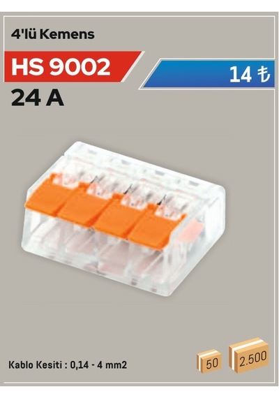 4'lü Klemens Hs 9002 10 Adet