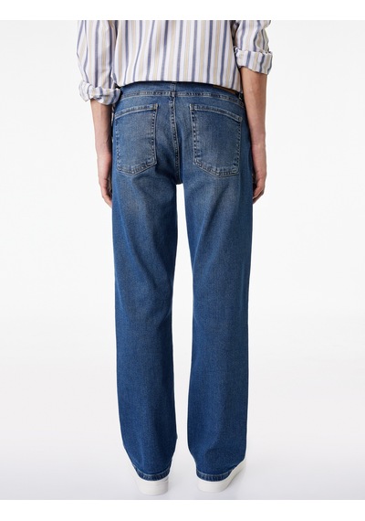 Koton Pamuklu Normal Bel Straight Fit Jean Pantolon - Mark Jean Orta İndigo 6sam40299nd