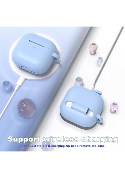 Apple Uyumlu AirPods 4. Nesil Kılıf Standart Yumuşak Silikon Kılıf Gökyüzü Mavisi