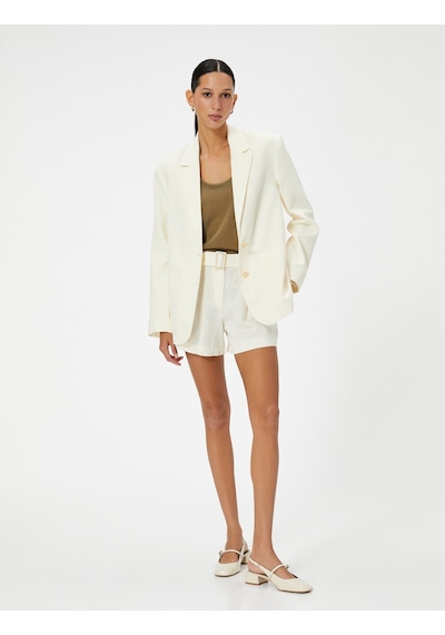 Koton Keten Karışımlı Blazer Ceket Cep Detaylı Kırık Beyaz 4sak50137uw Ekru Koton Keten Karışımlı Blazer Ceket Cep Detaylı Kırık Beyaz 4sak50137uw Ekru