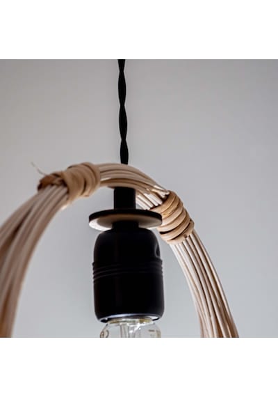 Bambu, Hasır, Rattan Avize Sarkıt: Universe 35Cm - Siyah Takim