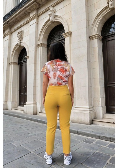WeShaya Hardal Slim Fit Kesim, Cep Detaylı, Klasik Pantolon Hardal