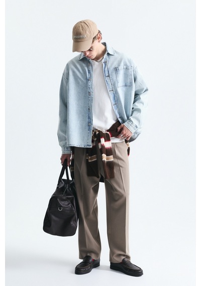 Vamos Oversize Denim Gömlek Açık Mavi