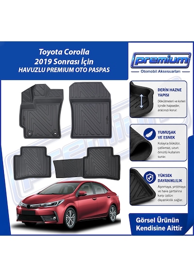 Toyota Corolla Paspas Sedan Araca Özel 2019 Ve Sonrası Derin Havuzlu Premium Oto Paspas