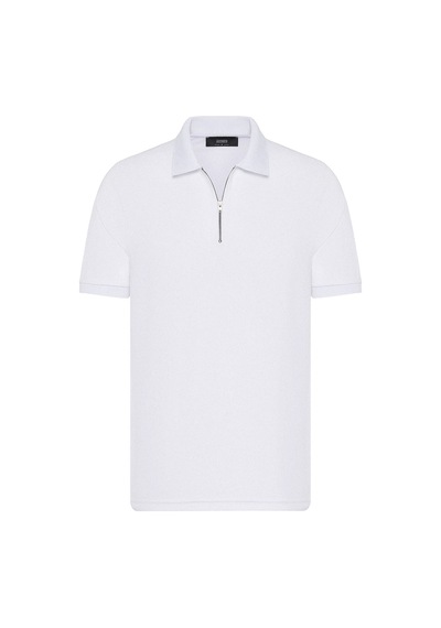 Antioch Fermuarlı Regular Fit Erkek T-shirt Beyaz