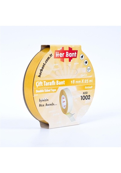 Her Bant Çift Taraflı Bant Askılı 18 Mm X 25 Metre
