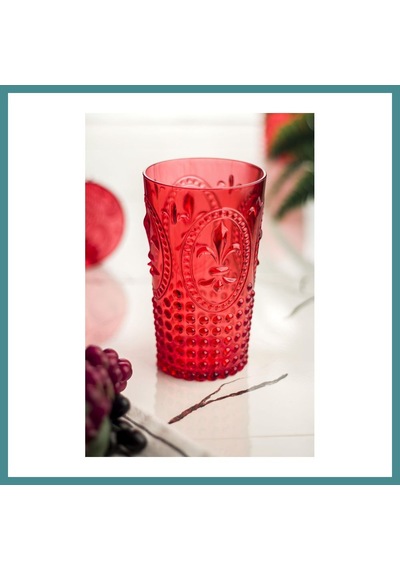 Bezos Akrilik Kırmızı Tekli Uzun Bardak & Su Meşrubat Bardağı 750 Ml Büyük Boy & Cam Değildir Mac